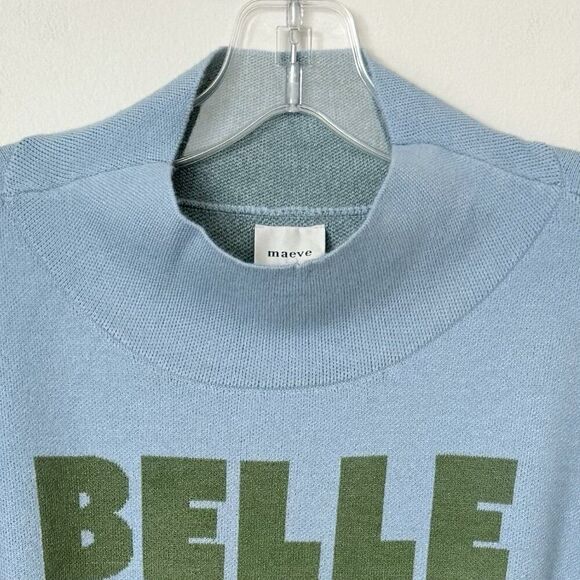 Anthropologie Maeve CARYS Mock Neck Sweater Womens Large Blue Green Oversized - Picture 8 of 13